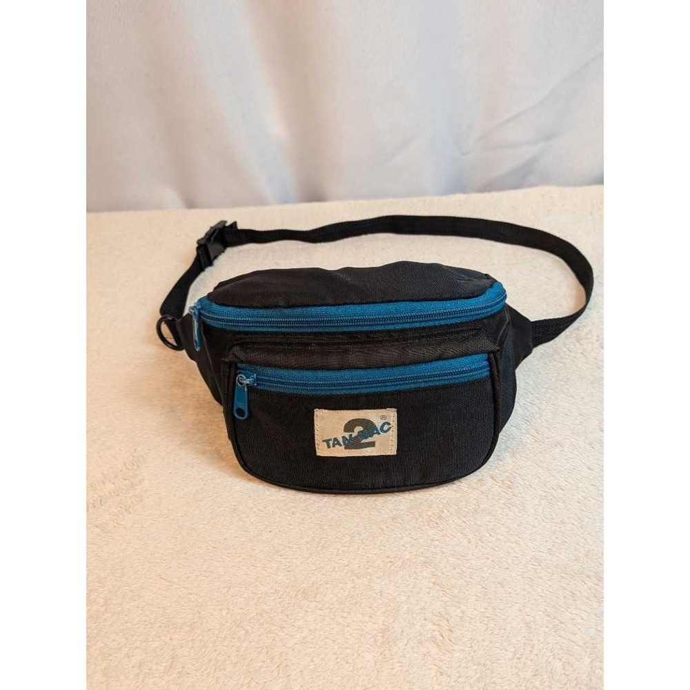 TAN2 Fanny Pack Waist Bag Black Blue Nylon‎ Adjustable Strap Travel Pouch